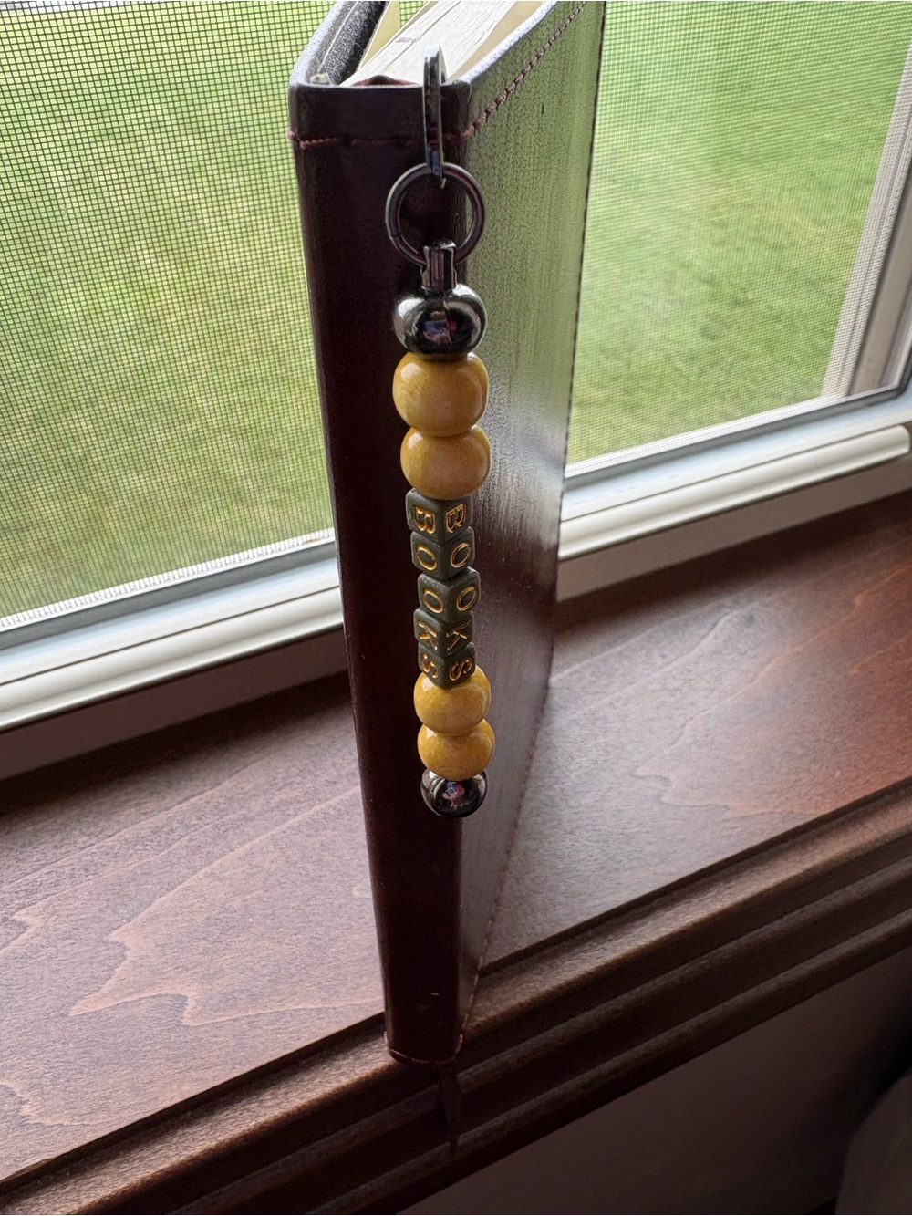 Yellow Beaded Bookmark Charm with Lettered Accent